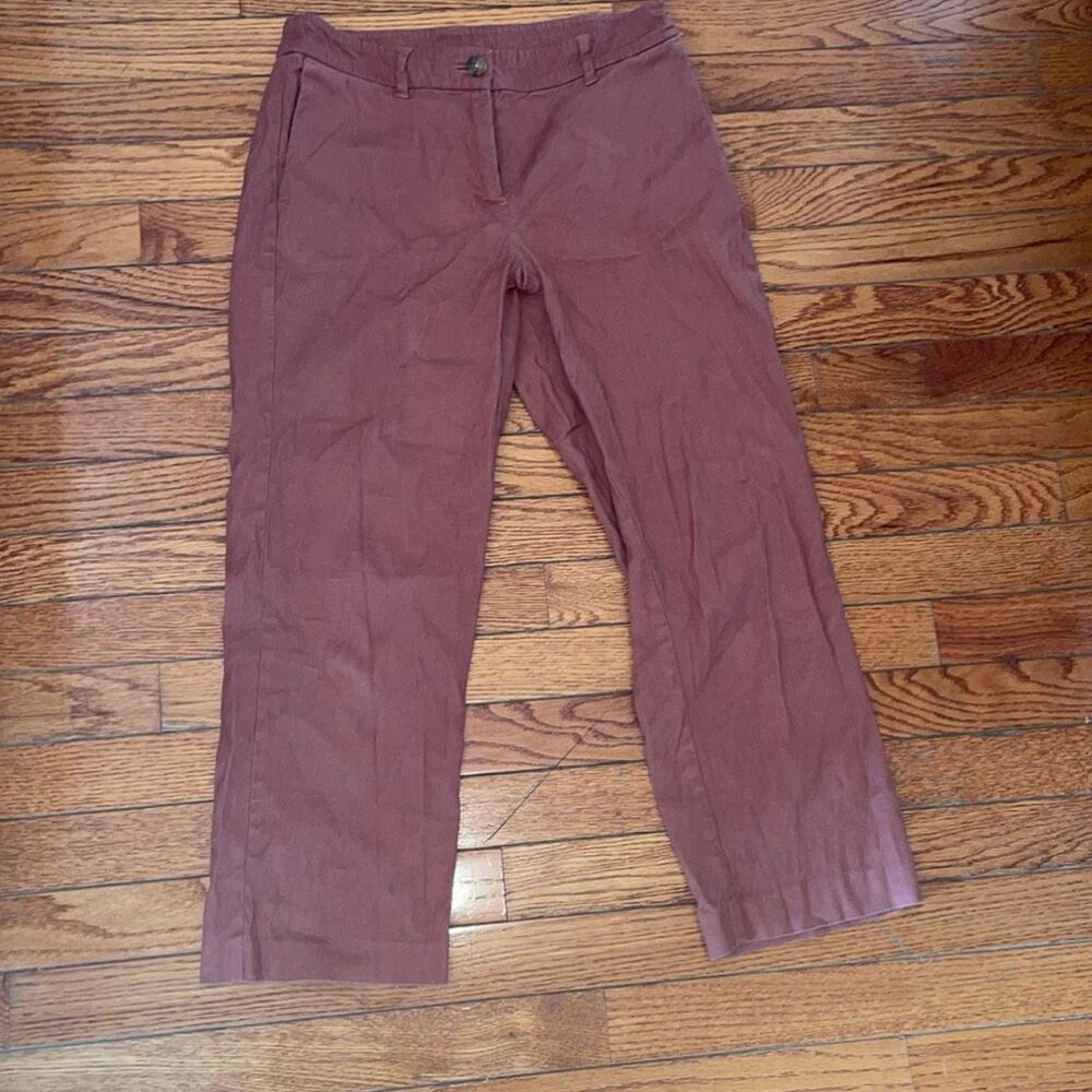 J Jill brown casual linen stretch pants straight leg women’s size 4